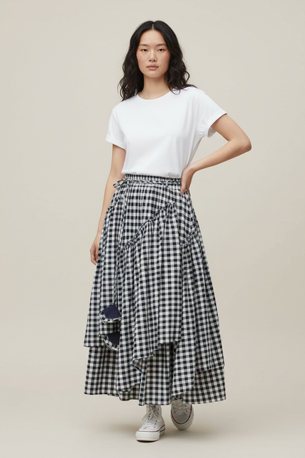 Jupe Longue Vichy Noir Et Blanc