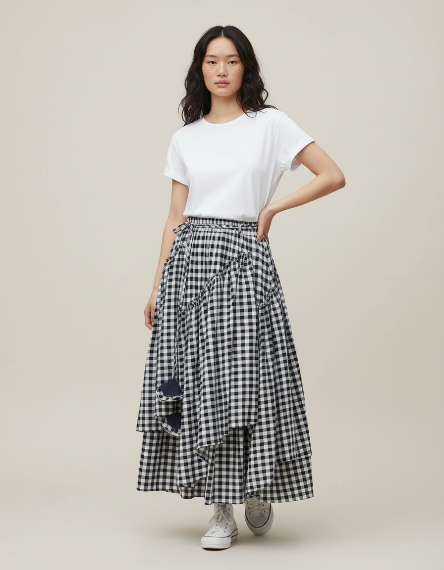 Jupe Longue Vichy Noir Et Blanc