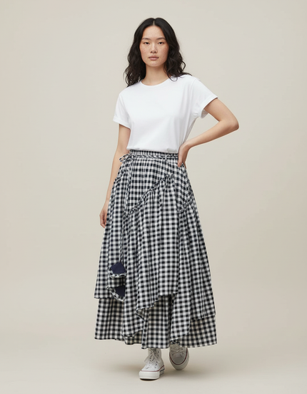 Jupe Longue Vichy Noir Et Blanc