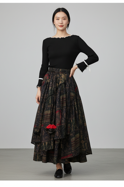 Jupe Longue Florale Irrégulière Bohème