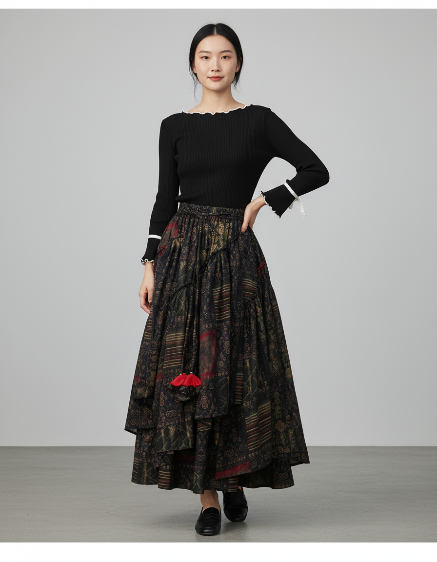 Jupe Longue Florale Irrégulière Bohème