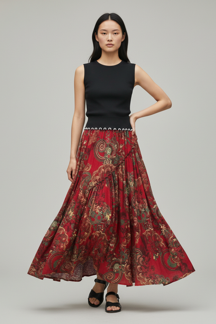 Jupe Longue Imprimée Fluide Bohème