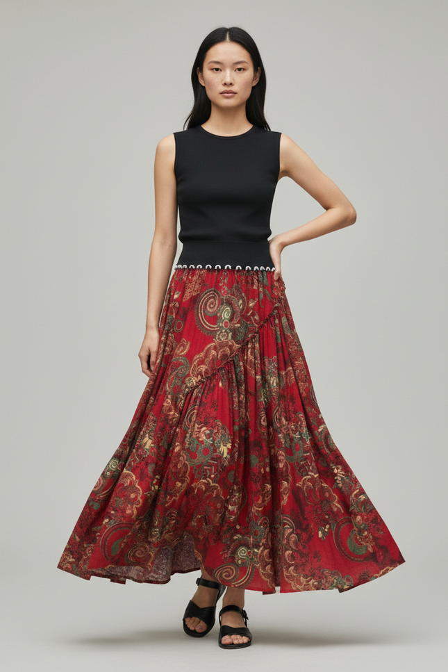 Jupe Longue Imprimée Fluide Bohème