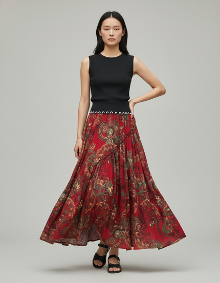 Jupe Longue Imprimée Fluide Bohème