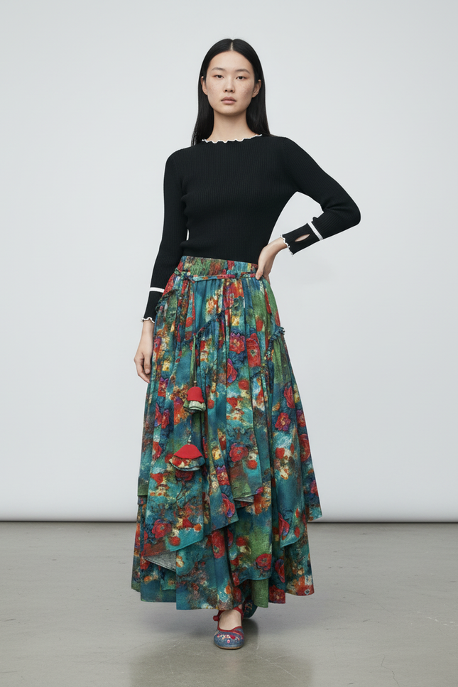 Jupe Longue Fleurie Bohème Fluide