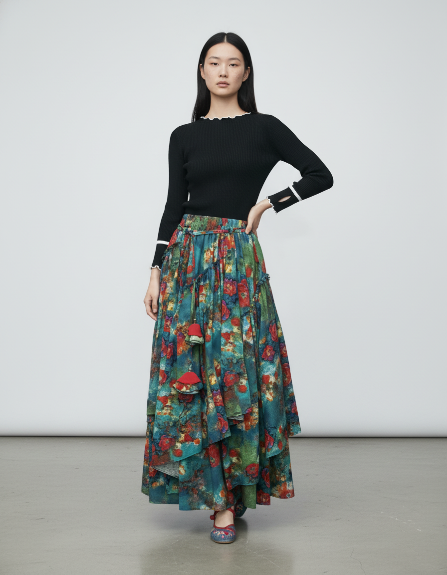 Jupe Longue Fleurie Bohème Fluide