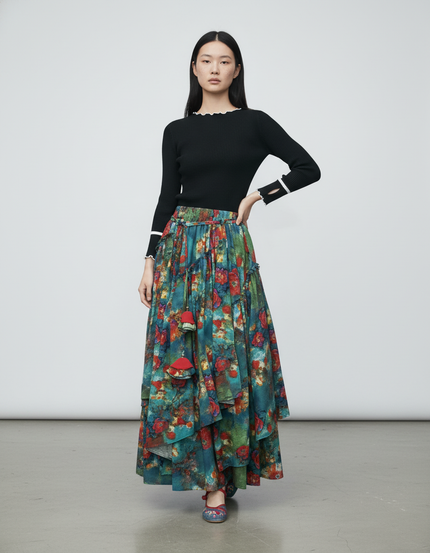 Jupe Longue Fleurie Bohème Fluide