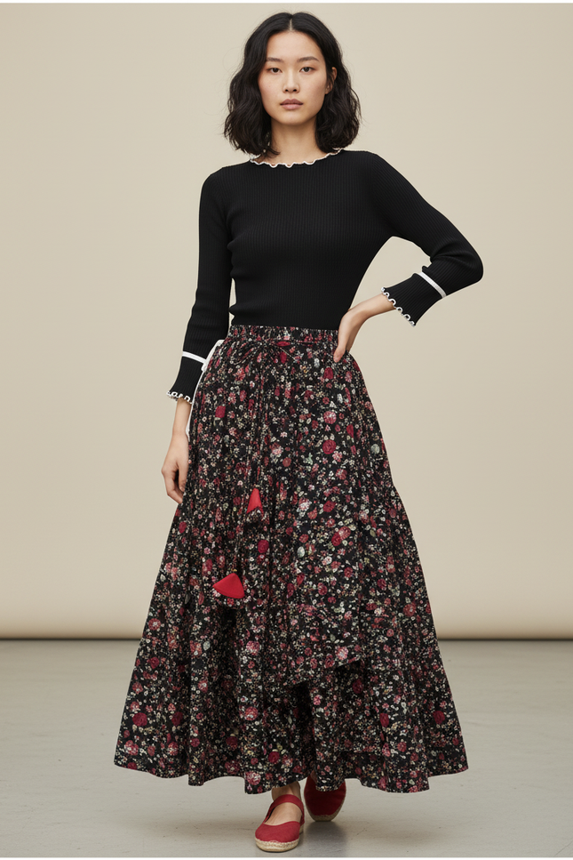 Jupe Longue Florale Asymétrique Bohème Mode