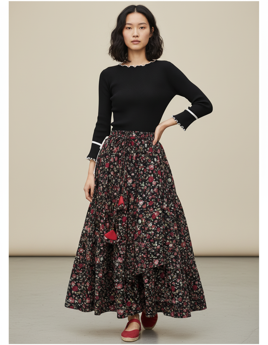 Jupe Longue Florale Asymétrique Bohème Mode