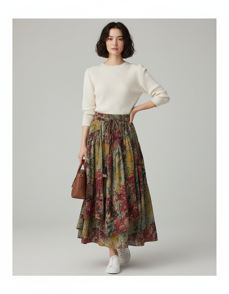 Jupe Longue Florale Fluide Bohème