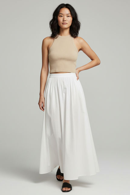 Jupe Longue Popeline Blanche