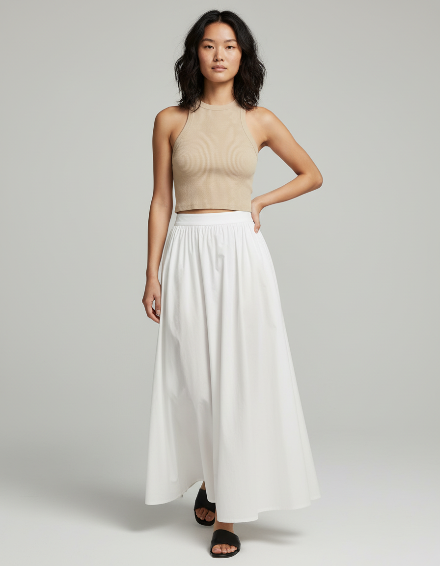 Jupe Longue Popeline Blanche