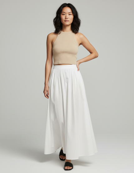 Jupe Longue Popeline Blanche