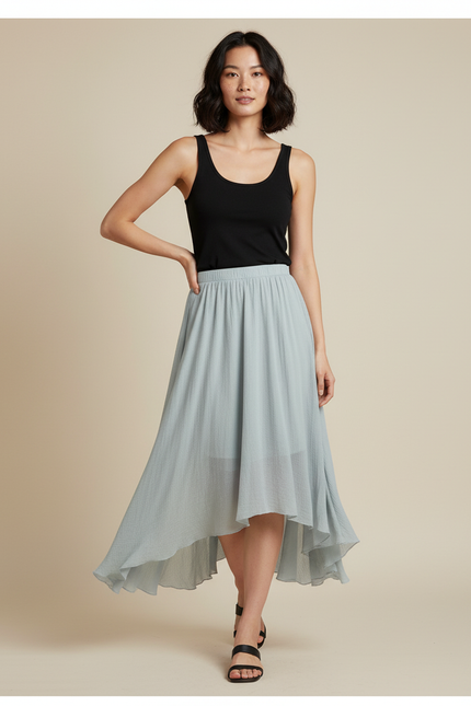 Jupe Longue Bleu Clair Irrégulière Fluide