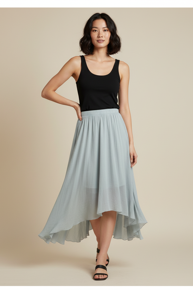 Jupe Longue Bleu Clair Irrégulière Fluide