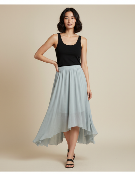 Jupe Longue Bleu Clair Irrégulière Fluide