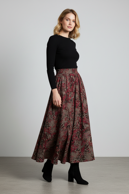 Jupe Longue Imprimée Florale Fluide