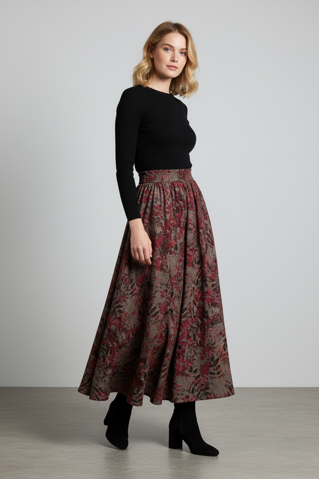 Jupe Longue Imprimée Florale Fluide