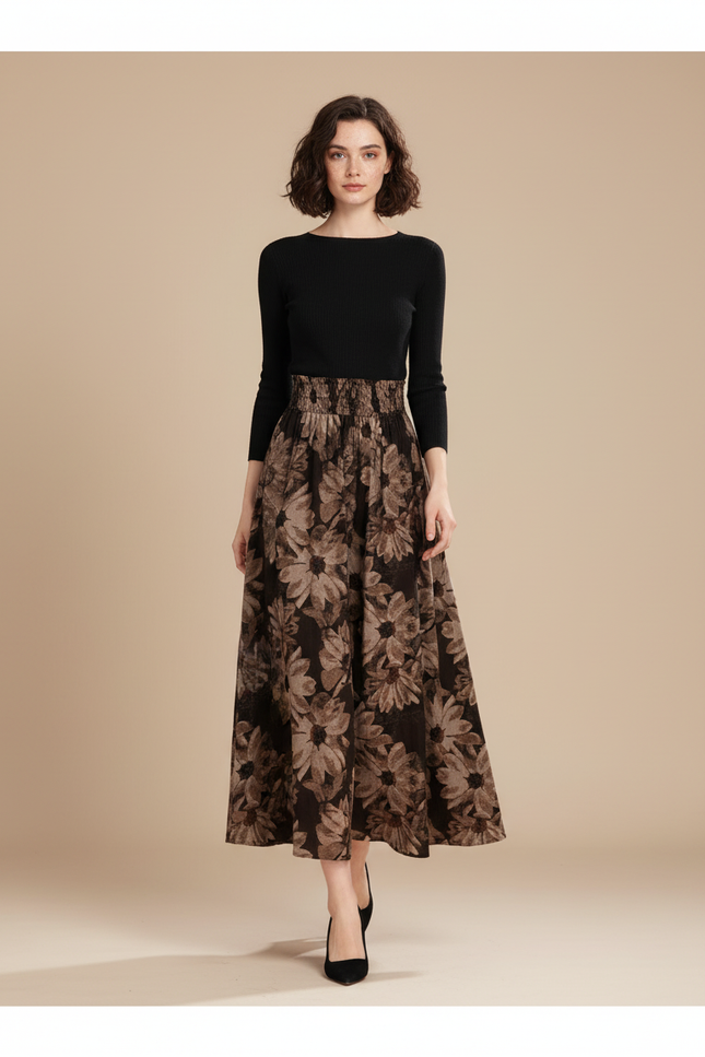 Jupe Longue Florale Taille Haute Bohème