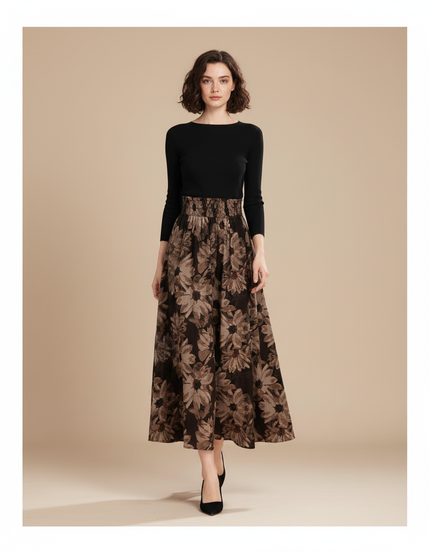 Jupe Longue Florale Taille Haute Bohème