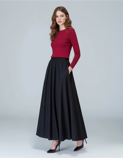 Jupe Longue Noire Ample Élégante