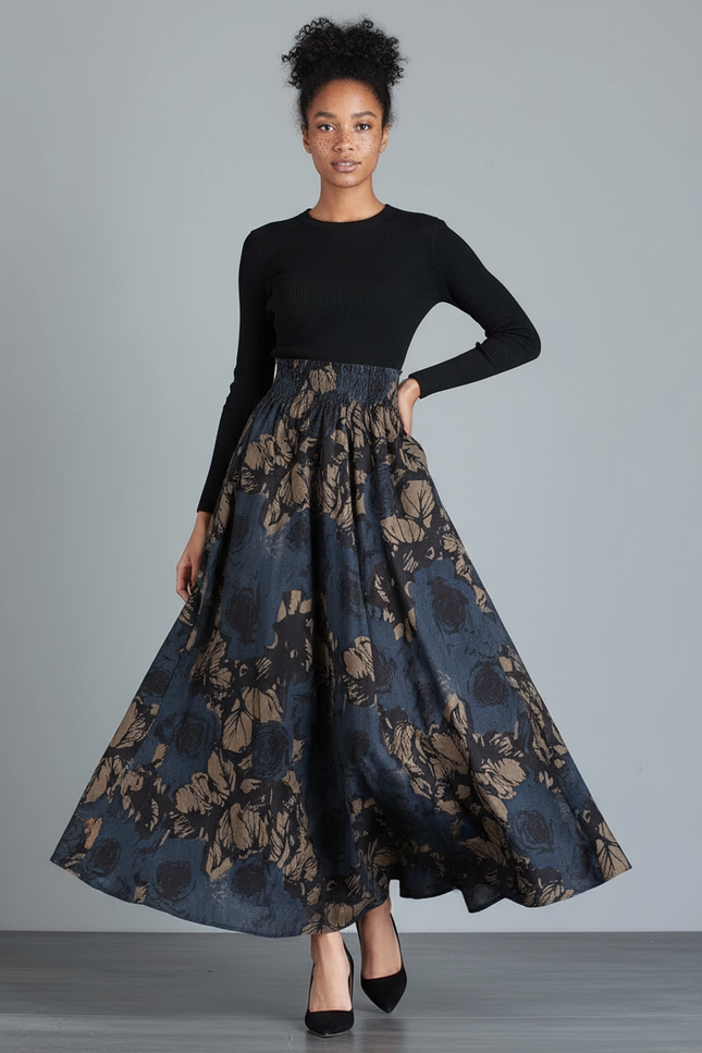 Jupe Longue Florale Ample Vintage