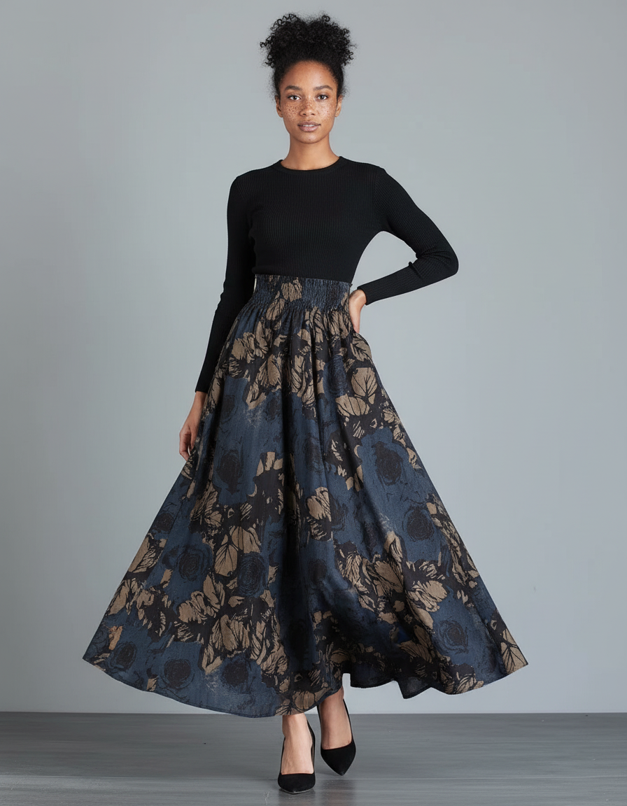 Jupe Longue Florale Ample Vintage