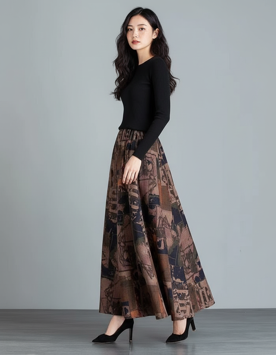 Jupe Longue Imprimée Vintage Bohème