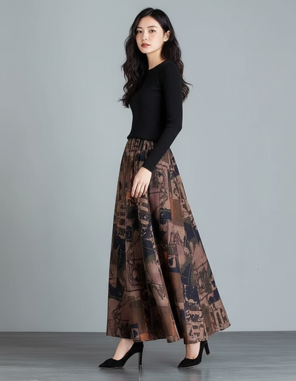 Jupe Longue Imprimée Vintage Bohème