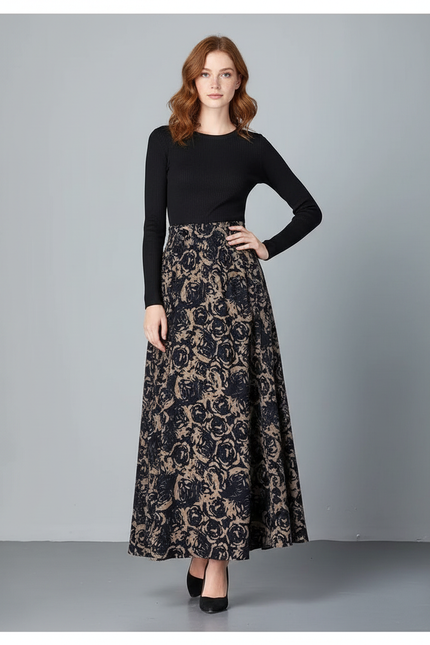 Jupe Longue Motif Floral Fluide