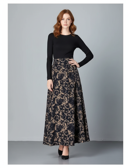 Jupe Longue Motif Floral Fluide