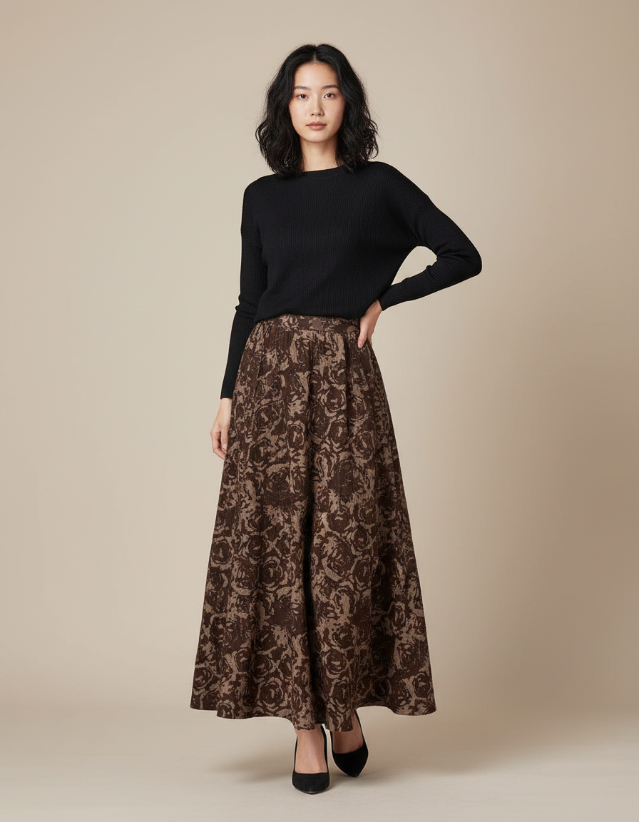 Jupe Évasée Longue Pagne