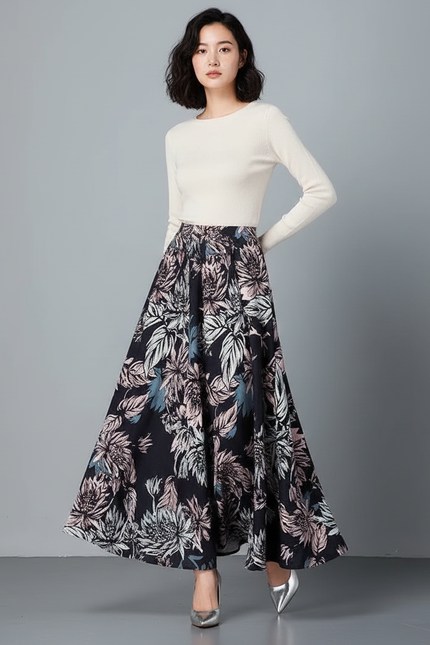 Jupe Longue Florale Évasée Bohème