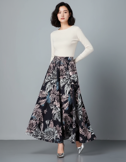 Jupe Longue Florale Évasée Bohème