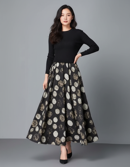 Jupe Longue Imprimée Fluide Vintage