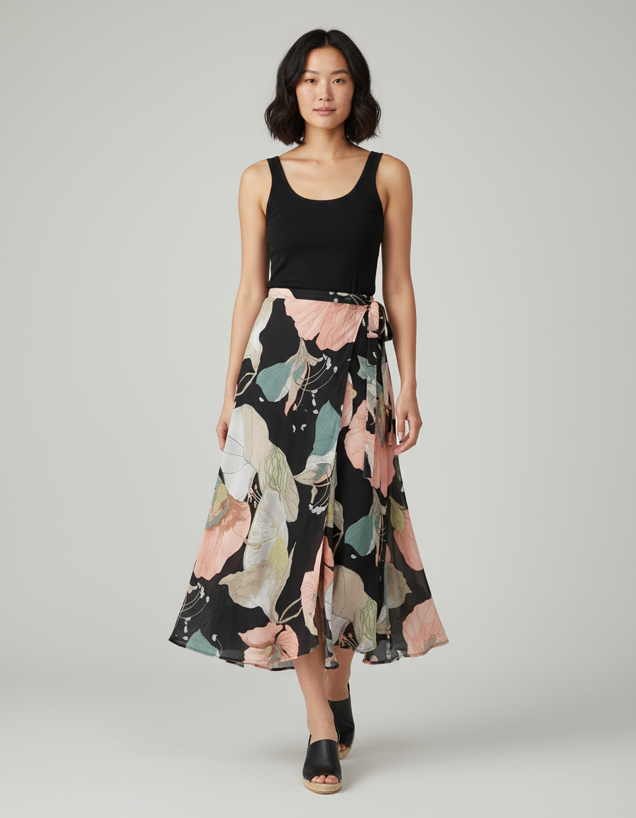 Jupe Longue Croisée Devant