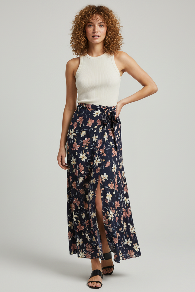 Jupe Portefeuille Longue Lin