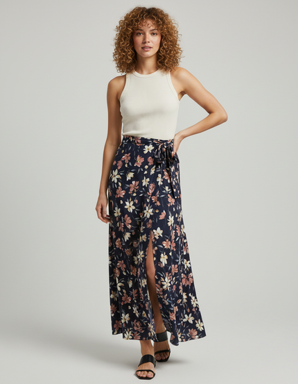 Jupe Portefeuille Longue Lin