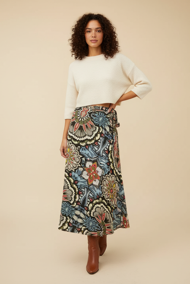 Jupe Portefeuille Longue Wax