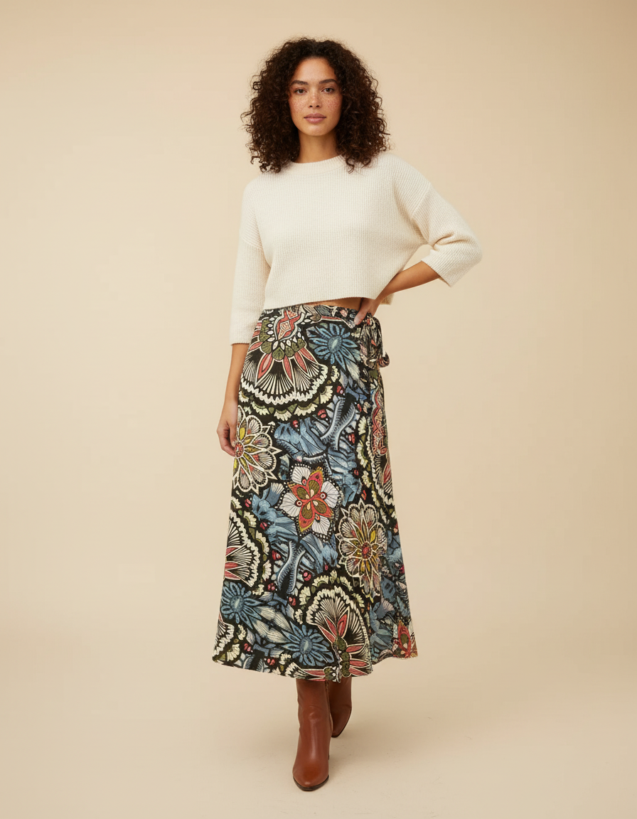 Jupe Portefeuille Longue Wax