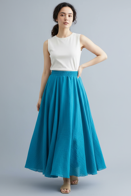 Jupe Longue Bleu Turquoise Fluide Bohème