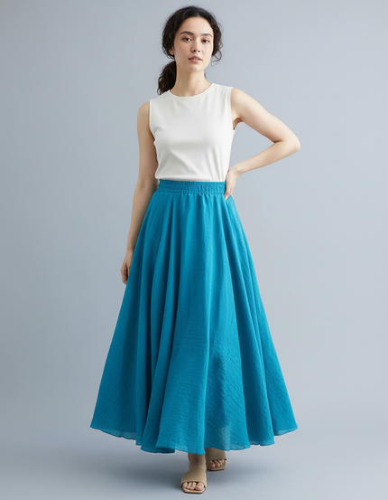 Jupe Longue Bleu Turquoise Fluide Bohème