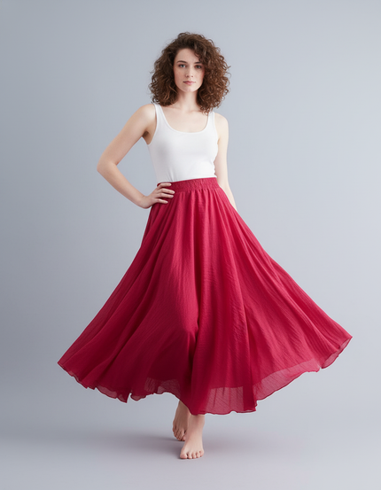 Jupe Longue Rouge Fluide Bohème