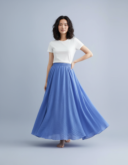 Jupe Longue Bleue Fluide Bohème