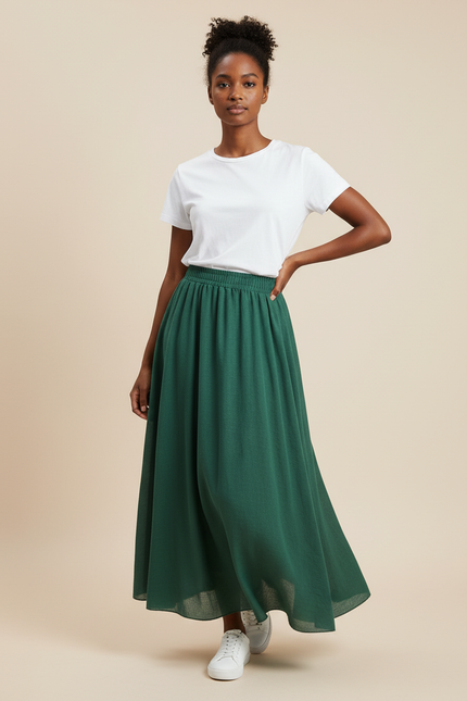 Jupe Longue Verte Fluide Bohème Style