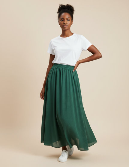 Jupe Longue Verte Fluide Bohème Style