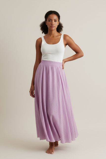 Jupe Longue Lavande Fluide Bohème