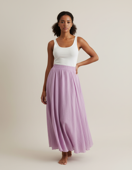 Jupe Longue Lavande Fluide Bohème