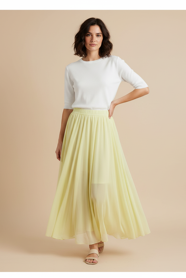 Jupe Longue Jaune Pastel