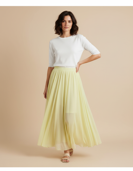 Jupe Longue Jaune Pastel